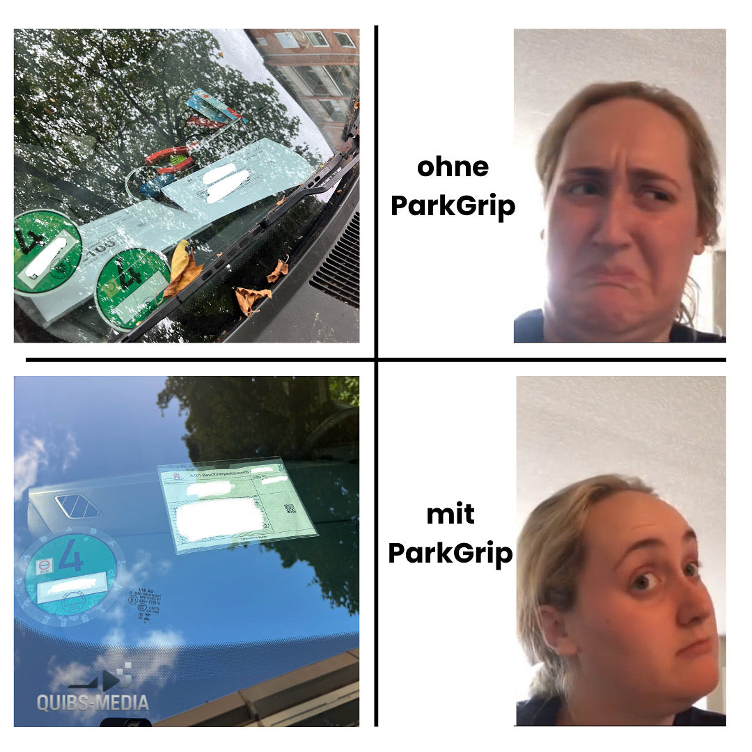 ParkGrip – Bewohnerparkausweis Halterung fürs Auto (selbsthaftend, ohne Klebe)